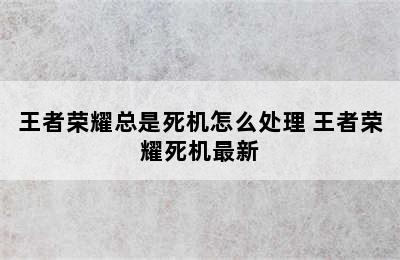 王者荣耀总是死机怎么处理 王者荣耀死机最新